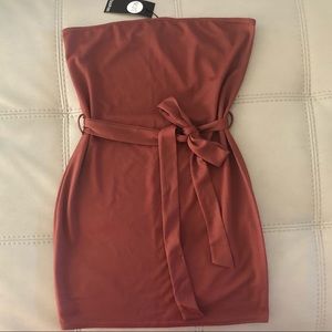 Bandeau Tie Belt Bodycon Dress